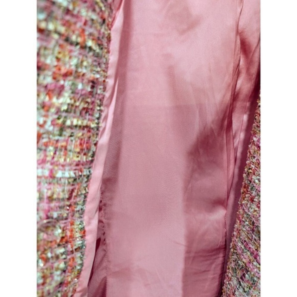 Aqua Pink Gold Tweed Double Breasted Blazer Jacket Size XS - Picture 16 of 16